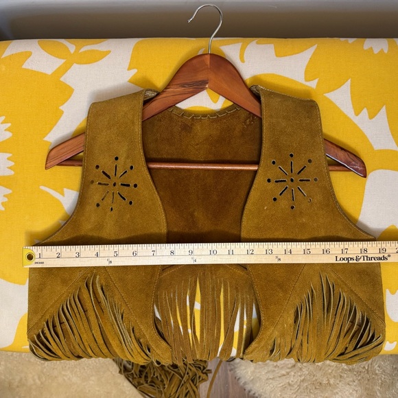 Vintage Suede Leather Fringe Maxi Vest - Picture 6 of 14